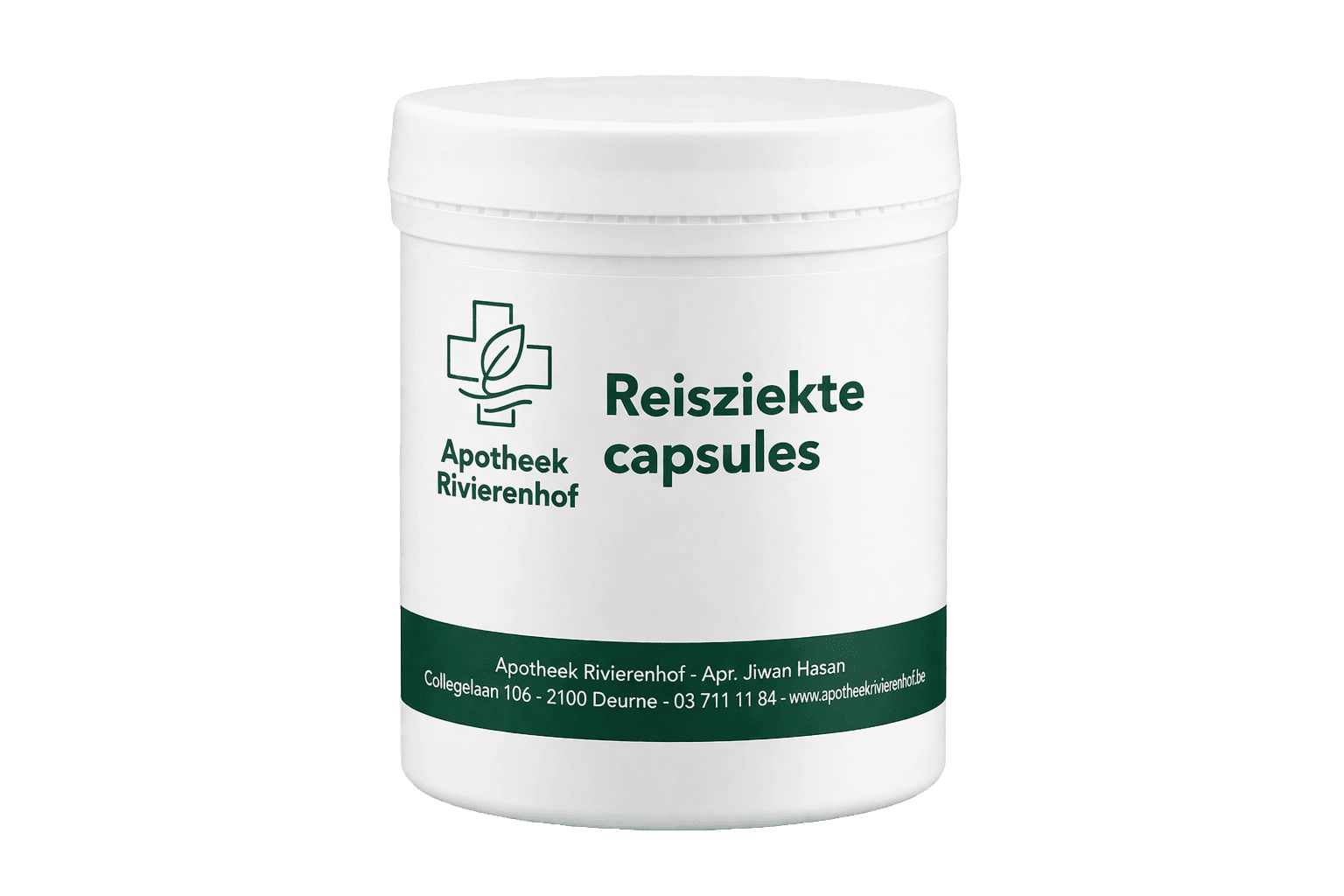 Doosje Reisziekte Capsules van Apotheek Rivierenhof — 14 caps / doos